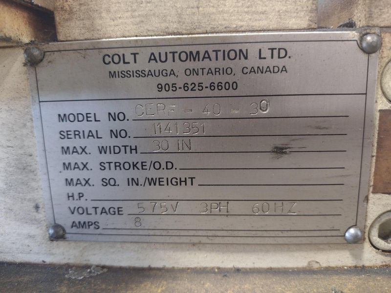 30" X .125" COLT MODEL #CERFS-40-30 SERVO ROLL COIL STRIP FEEDER STRAIGHTENER: STOCK 15287
