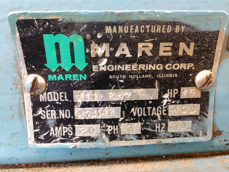 15" X 15" X 15 HP MAREN MODEL #111-297 HYDRAULIC HORIZONTAL AUTOMATIC CONTINUOUS BALER: STOCK #1