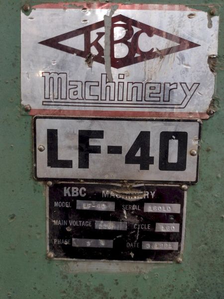 1981 KBC LIAN FENG MODEL #LF-40 2 DIE THREAD ROLLER IN-FEED & THRU-FEED: STOCK #19189