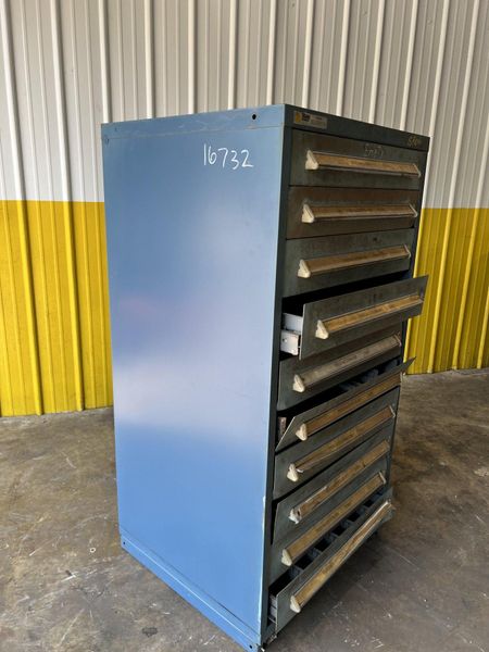 10 DRAWER STANLEY VIDMAR 28" X 30" X 59" TOOL STORAGE CABINET: STOCK #16732