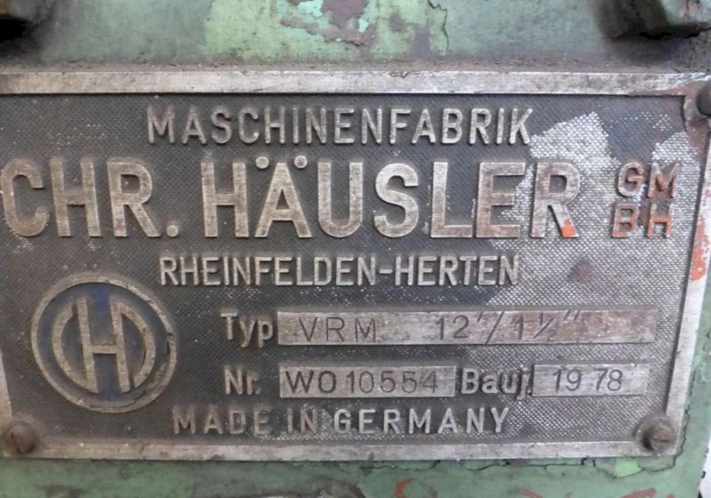 12' X 1.5" HAUSLER 4 ROLL MODEL NO. VRM12/3 HYDRAULIC PLATE BENDING ROLLS: STOCK #13390