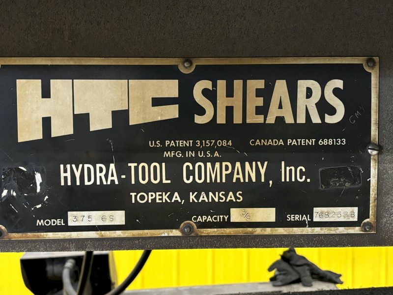 6' x 3/8" HTC MODEL #375-6S HYDRAULIC SHEAR: STOCK #21236