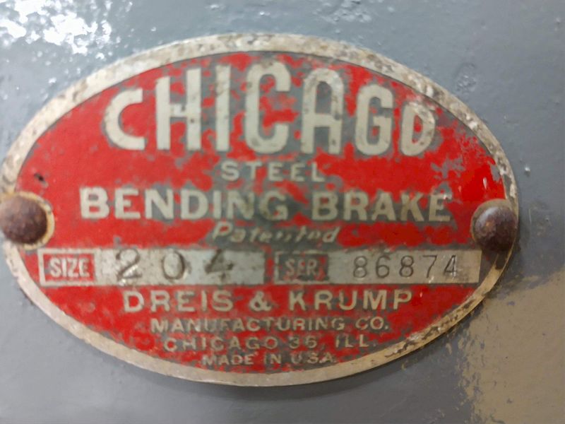 10' X 10 GAUGE DREIS & KRUMP CHICAGO D&K MODEL 204 POWERED APRON BRAKE: STOCK #14637