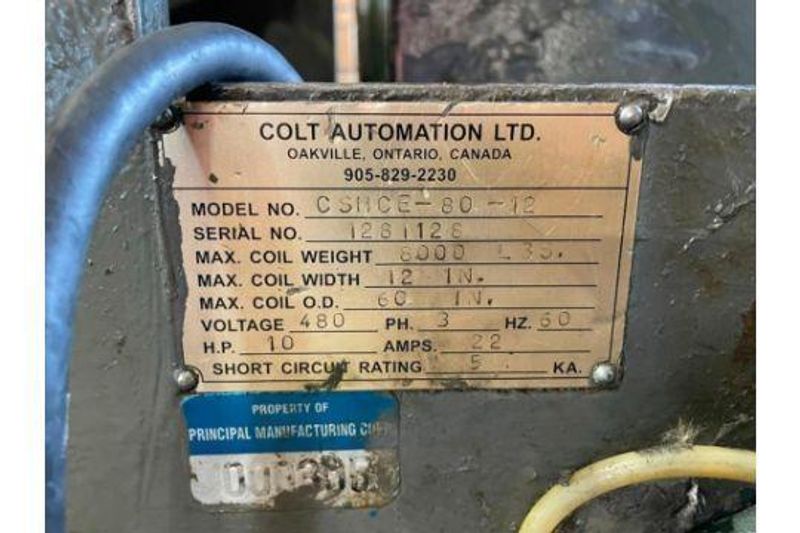 8,000 lbs. x 12" Wide Colt Used Coil Cradle Straightener For Sale, Model# CSHCE-80-12