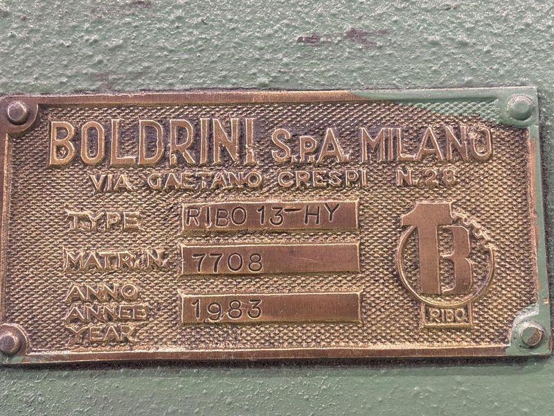 1/2" X 13' BOLDRINI MODEL #RIB0-13-HY HYDRAULIC HEAD FLANGER & DISHING MACHINE: STOCK #23190