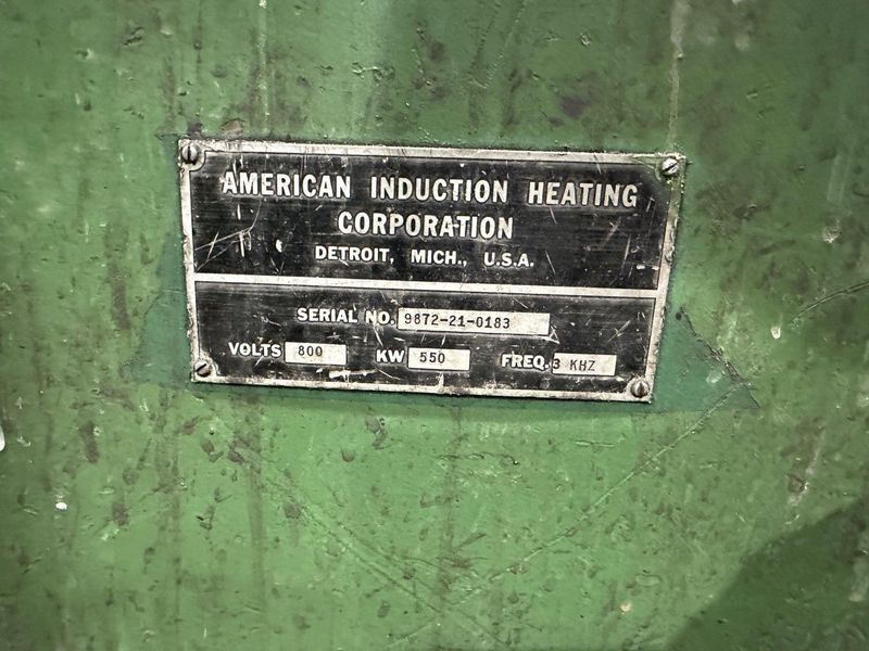 500 kw AMERICAN INDUCTION HEATING 2 COIL BILLIT HEATING SYSTEM, WITH FEEDER & CONTROLS: STOCK #2