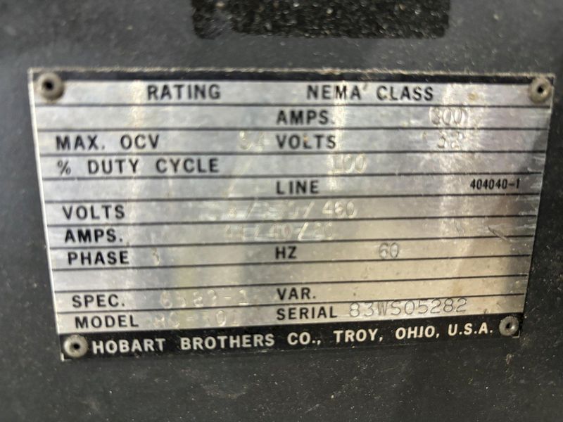 300 AMP HOBART MODEL #RC301 WELDER POWER UNIT: STOCK #20113