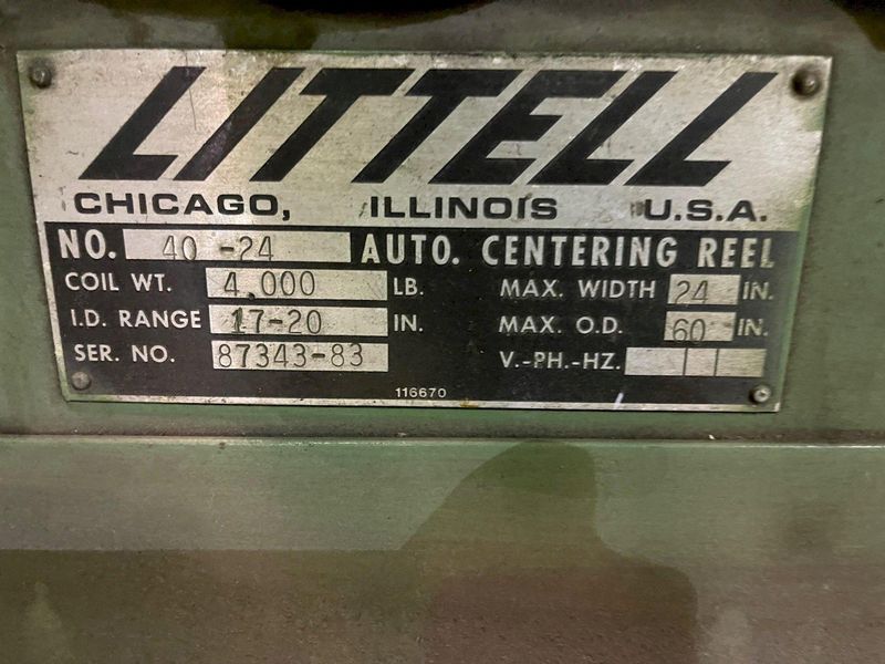4000 lbs x 24" wide Littell Pull Off Coil Reel Model #40-24
