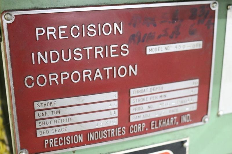 45 TON PRECISION INDUSTRIES (FEDERAL) OBI BACK GEARED PRESS: STOCK #71635