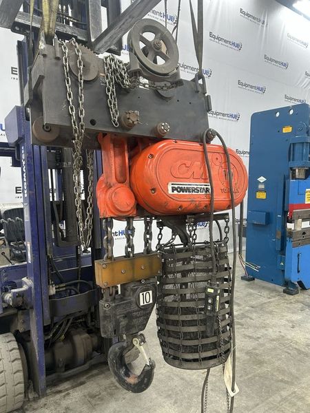 CM Powerstar 717202E 10 Ton Electric Chain Hoist w/ Manual Trolley