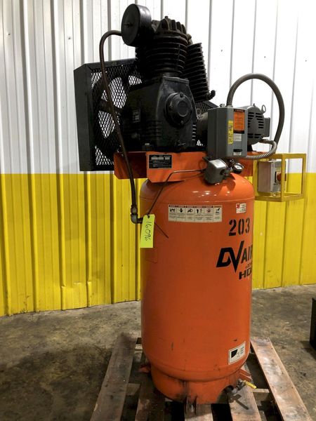 7.5 HP DEVAIR MODEL #TASV-5052-S 175 PSI VERTICAL AIR COMPRESSOR WITH AIR TAK 20 SCFM AIR DRYER: