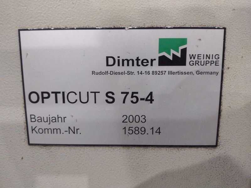 6" HIGH X 14" WIDE WEINIG DIMTER  OPTICUT MODEL #S75 CROSS-CUT AUTOMATIC WOOD SAW, NEW 2003: STO