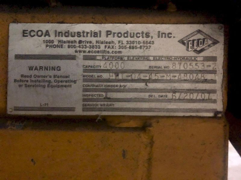 4000 LB ECOA LIFT AND TILT TABLE