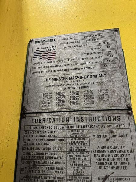 60 TON MINSTER OBI PRESS