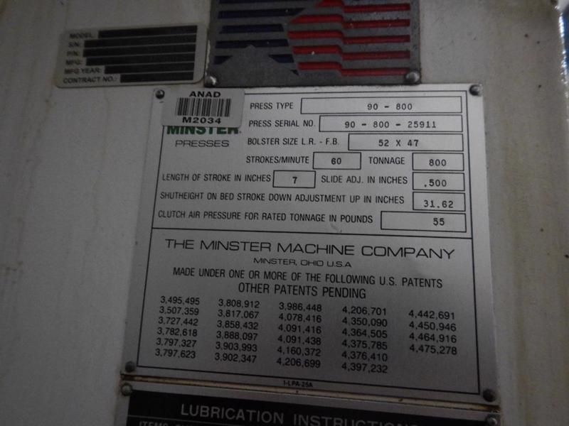 800 TON MINSTER KNUCKLE JOINT PRESS