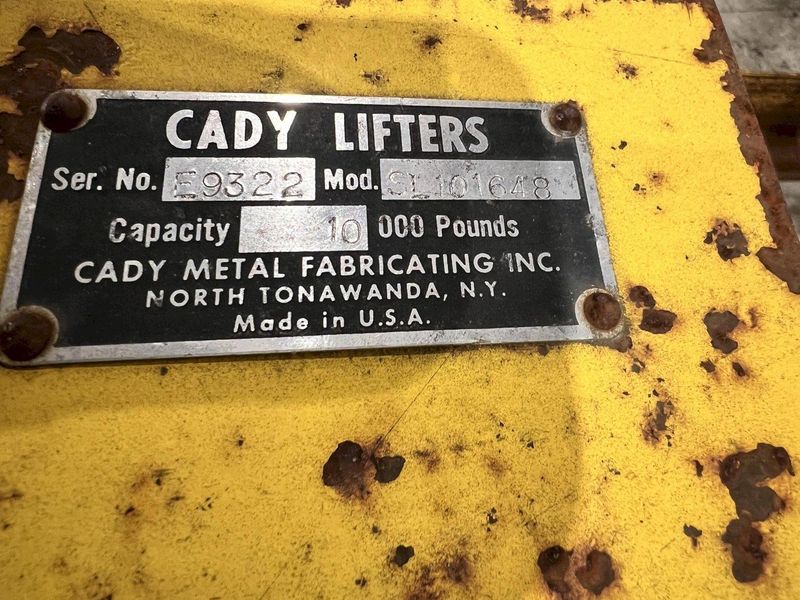 10,000 LBS x 96" x 14-48" WIDE CADY MODEL #SL101658 ADJUSTABLE SHEET LIFTER: STOCK #11459