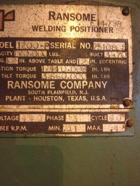 60 TON RANSOME WELDING POSITIONER