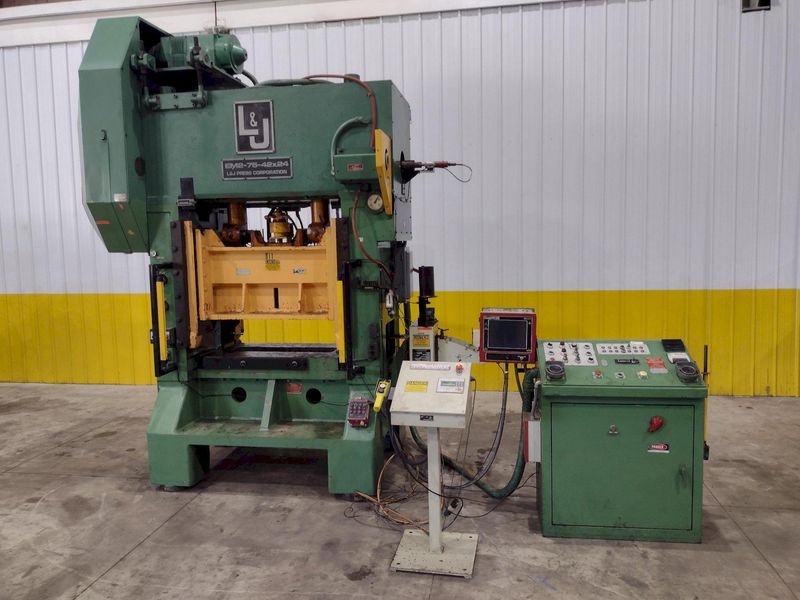 75 TON X 42" X 24" L&J MODEL #EM275 HIGH SPEED STRAIGHT SIDE STAMPING PRESS, 2.5" STROKE: STOCK