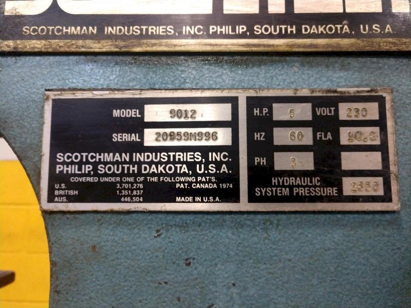 90 TON SCOTCHMAN MODEL #9012 HYDRAULIC IRONWORKER: STOCK #14328
