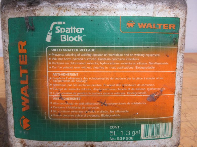Walter Spatter Block for Welding, (2) 1.3 Gallon Jugs, (1) Sealed, (1) Half Full- Auction Item
