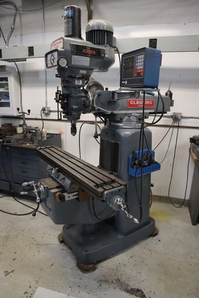 Clausing Kondia 9"x48" Knee Mill, Fagor 2-Axis DRO, Quill Feed, Kurt Power Drawbar- Auction Item