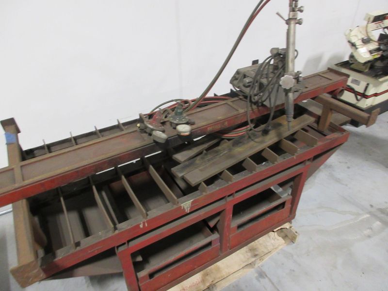 Oxy/Acetylene Torch Track Cutting Table with Victor VCM 200 Motor Unit and Adjustable Torch, Track, and Material Catch Drawers- Auction Item