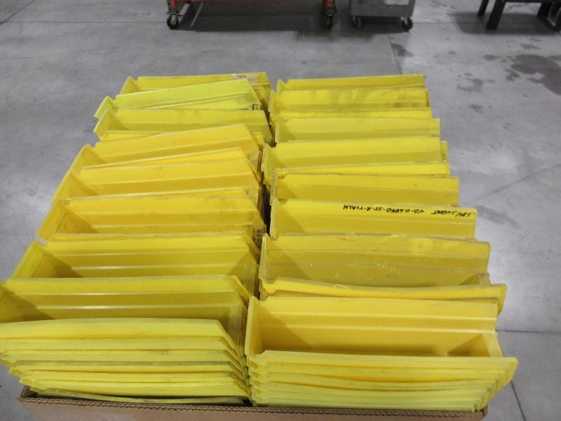 Plastic Yellow Stacking Bins 10" x 2" x 4" Size, Approx 650+ Bins on Pallet- Auction Item