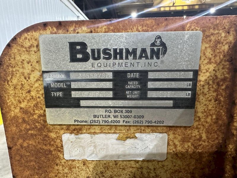 53 TON (107,500 LBS) BUSHMAN MODEL #MT420 TELESCOPING MAGNETIC SPREADER LIFTING BEAM  W/ OHIO MA