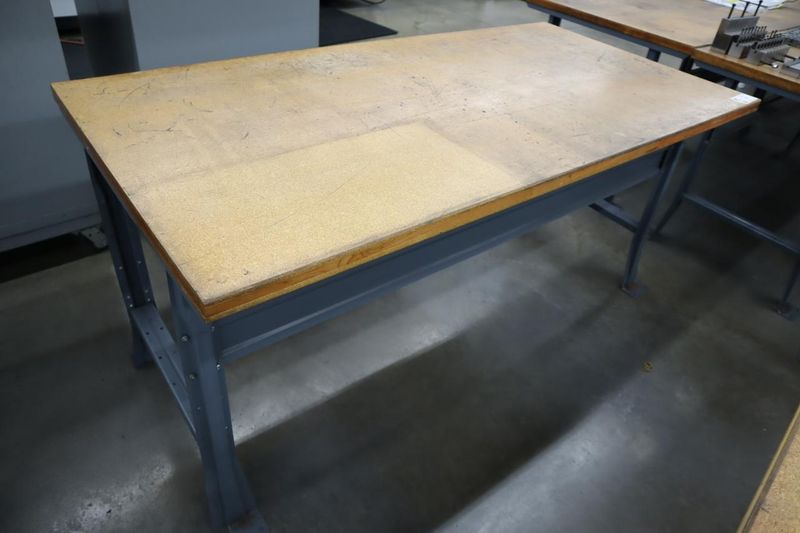 Work Bench, Wood Top, Metal Legs- Auction Item