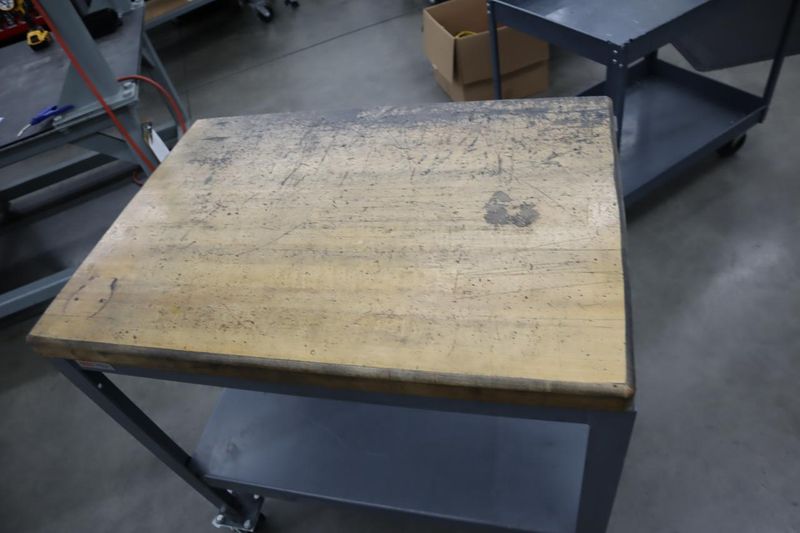 Uline HD Metal Tool Cart with Butcherblock Maple Top- Auction Item