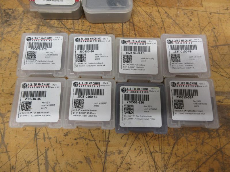 Carbide Screw in Cutting Heads, Iscar, Ingersoll, and Allied Machine Flat Bottom Drill Inserts, **New In Packages**- Auction Item