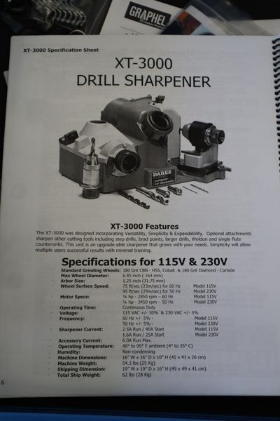 Darex XT3000 Expandable Tool Sharpener with Drawered Cabinet Base, Dust Collector- Auction Item