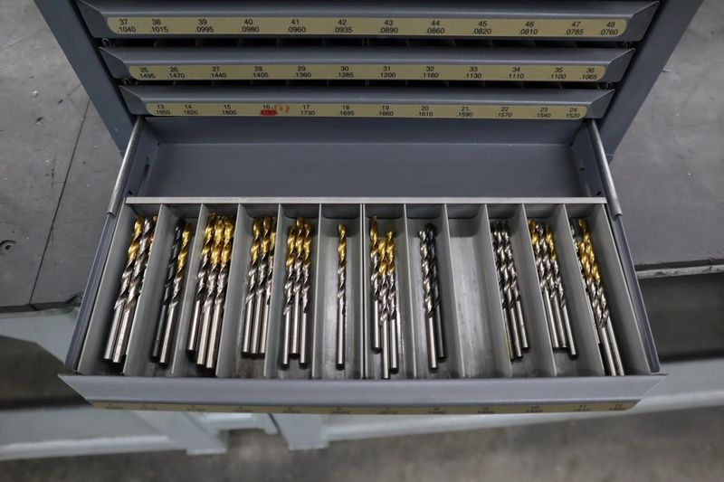 Huot Drill Index, Wire Gauge Drills, 5 Drawer- Auction Item