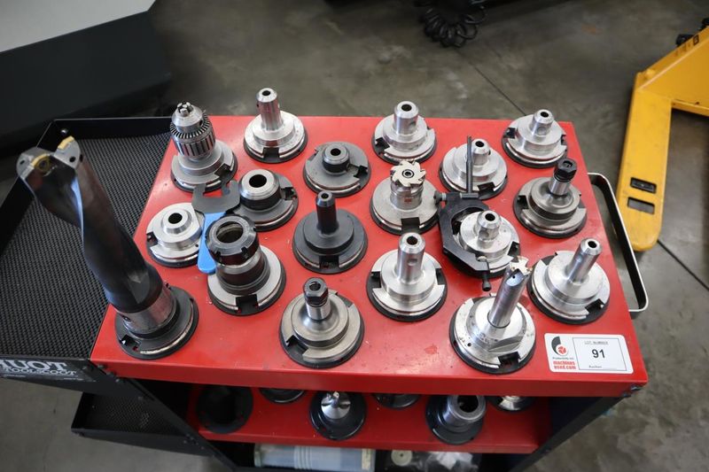 Huot 50 Taper Tool Cart with CT50 Tool Holders, Haas Retention Knobs, Step Clamps- Auction Item