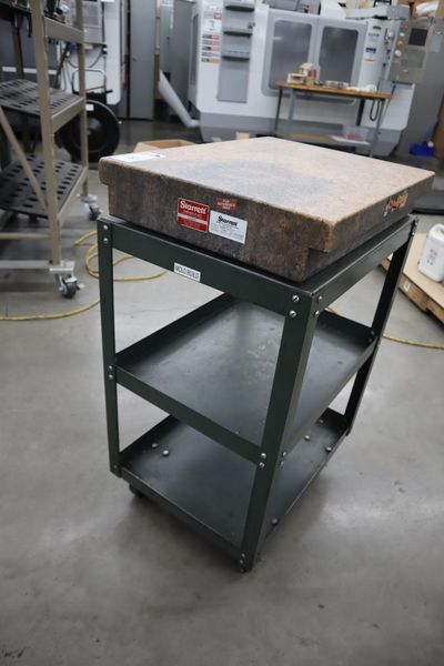 Starrett Granite Surface Plate, Pink, 2-Ledge, with Stand - 24"  18" x 4"- Auction Item