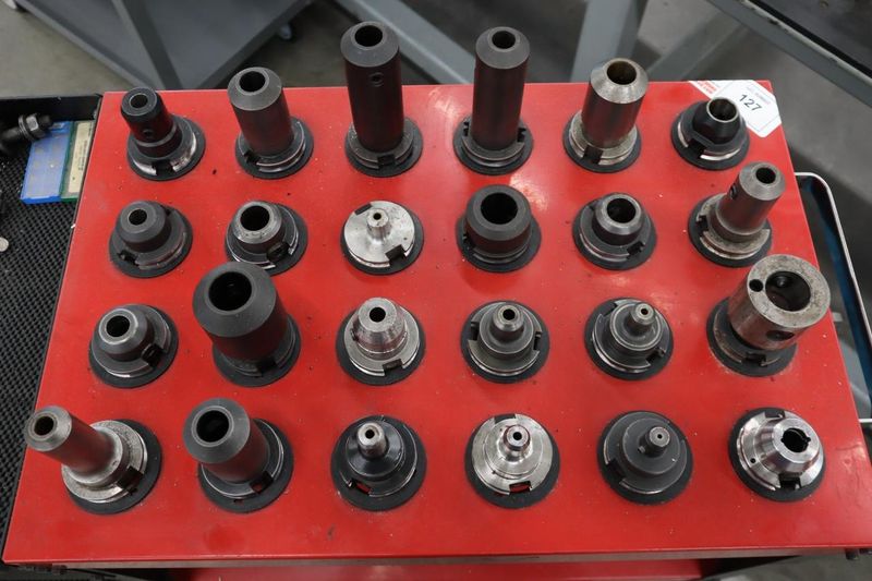 Huot 40 Taper Tool Scoot with (24) CT40 Tool Holders, Step Clamps- Auction Item