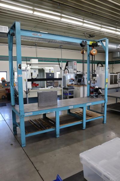 Midwest Crane Heavy Duty Mold Table with Overhead Crane, 4,000 #Capacity, CM Lodestar 2 Ton and 1/2 Ton Hand Chain Hoists - Auction Item