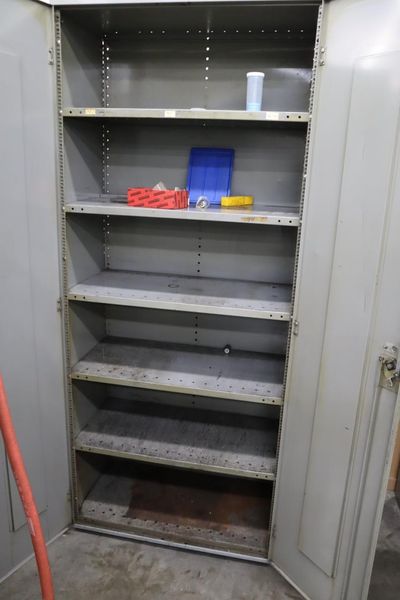 Metal Cabinet, 2 Door, 5 Adjustable Shelves - Contents- Auction Item