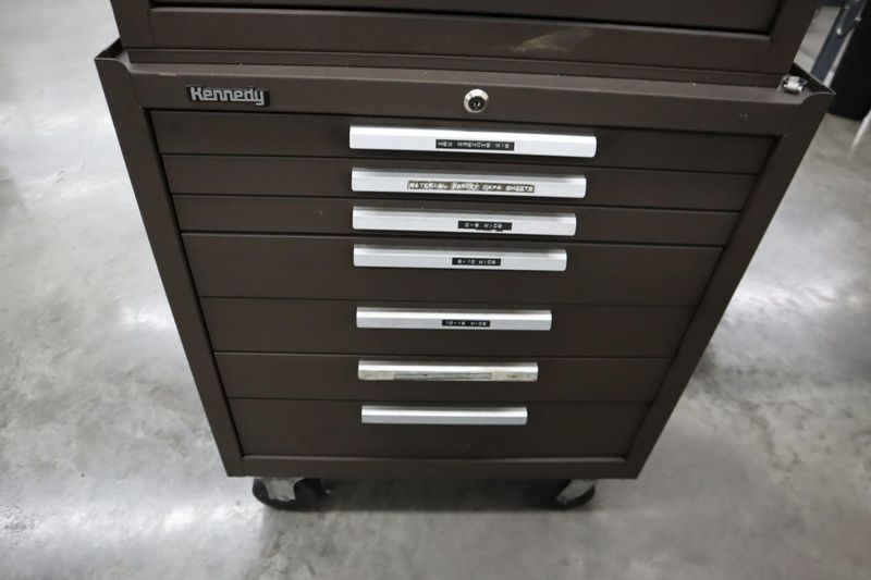 Kennedy 3-Tier Portable Tool Cabinet with Contents: Assorted Cutting Tools and More- Auction Item