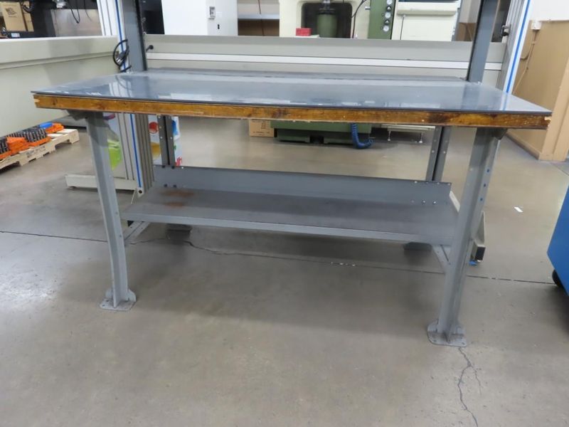Wood Top Bench w Metal Frame (2) Door Equipto Cabinets w Lower Shelf and Contents- Auction Item