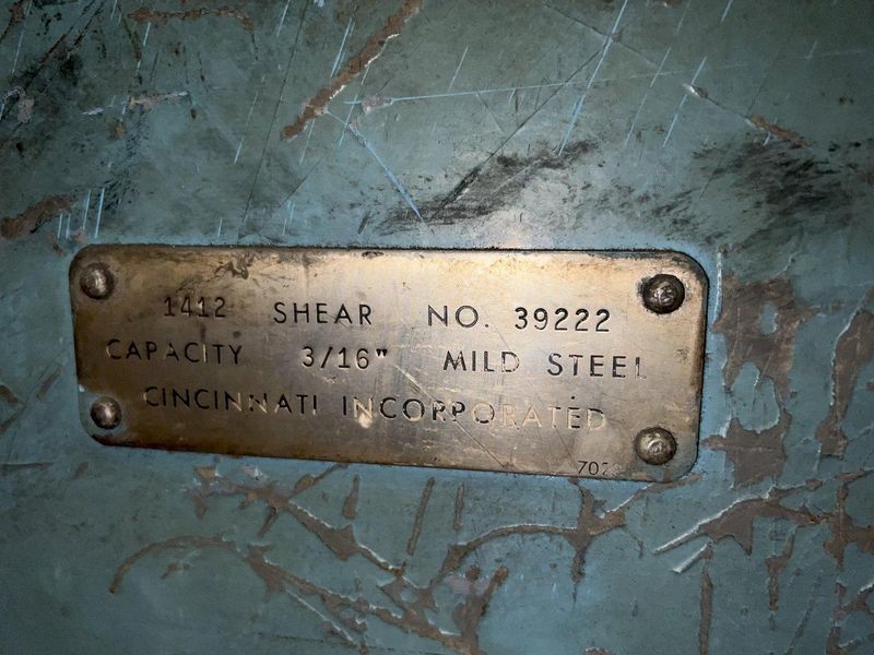 12' x 3/16" CINCINNATI MODEL #1412 AUTOSHEAR MECHANICAL POWER SHEAR: STOCK #10550