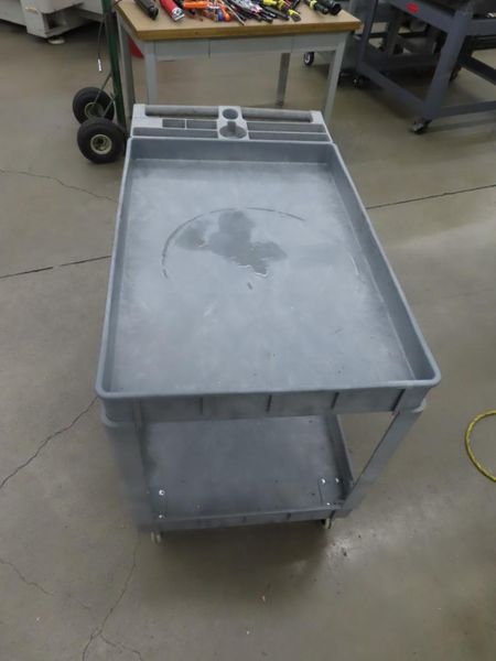 Rolling Cart Portable on Casters w Tray and Cup Holders- Auction Item