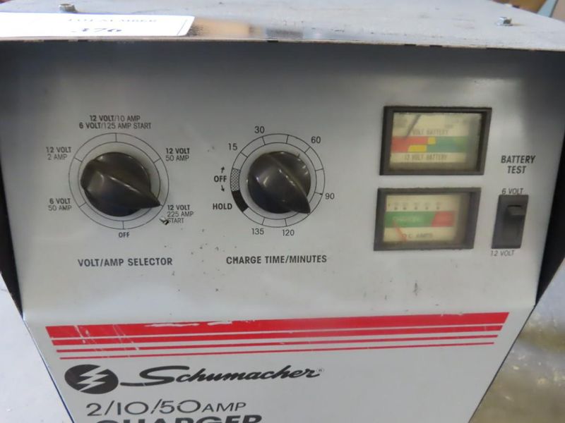 Schumacher 2/10/50 Amp Charger 125/225 AMP Starter Charger w Batter Charger for 6/12 Volt Battery- Auction Item