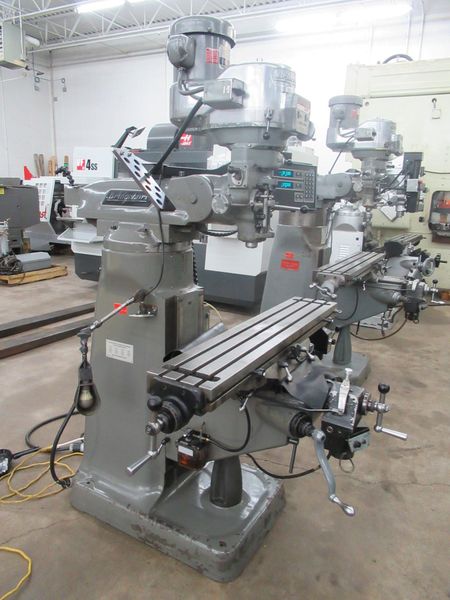 Bridgeport Series I-2HP Vertical Knee Mill, 2-Axis DRO, 9" x 48" Table, X & Y-Axis Power Feeds