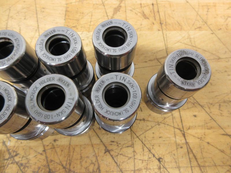 Nikken HSK32E Slim Chuck SK10 Collet Tool Holders (7 pcs), with (25) Various Size SK10 Collets, **Collets New In Packages**- Auction Item