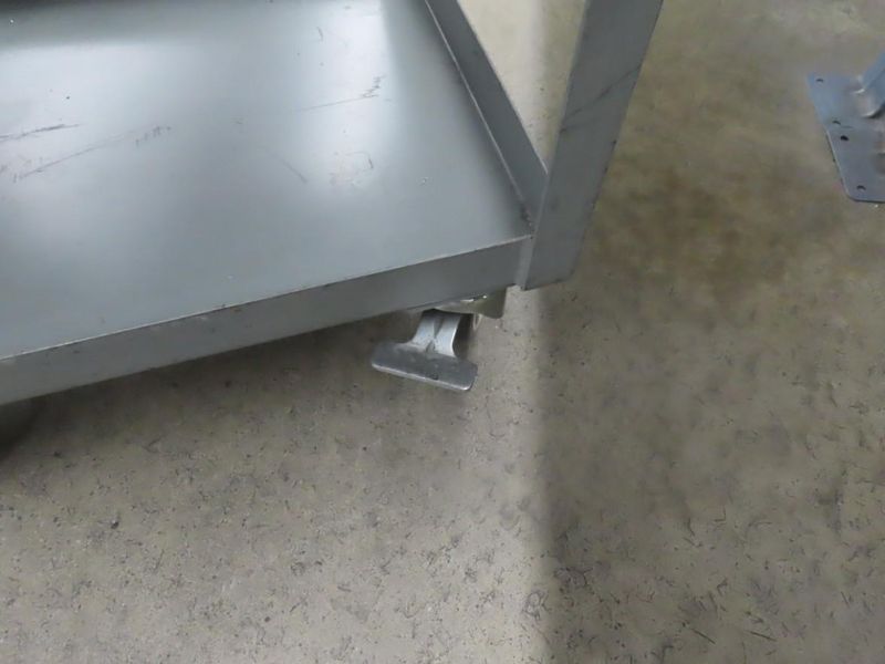 Metal Shop Cart with Wood Top & Locking Wheels- Auction Item