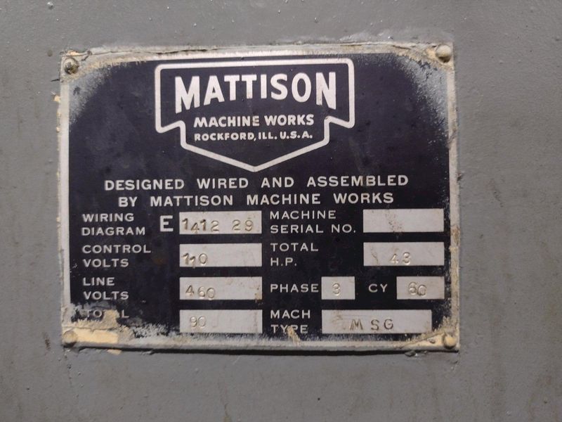 18" X 120" MATTISON HYDRAULIC SURFACE GRINDER: STOCK #20590