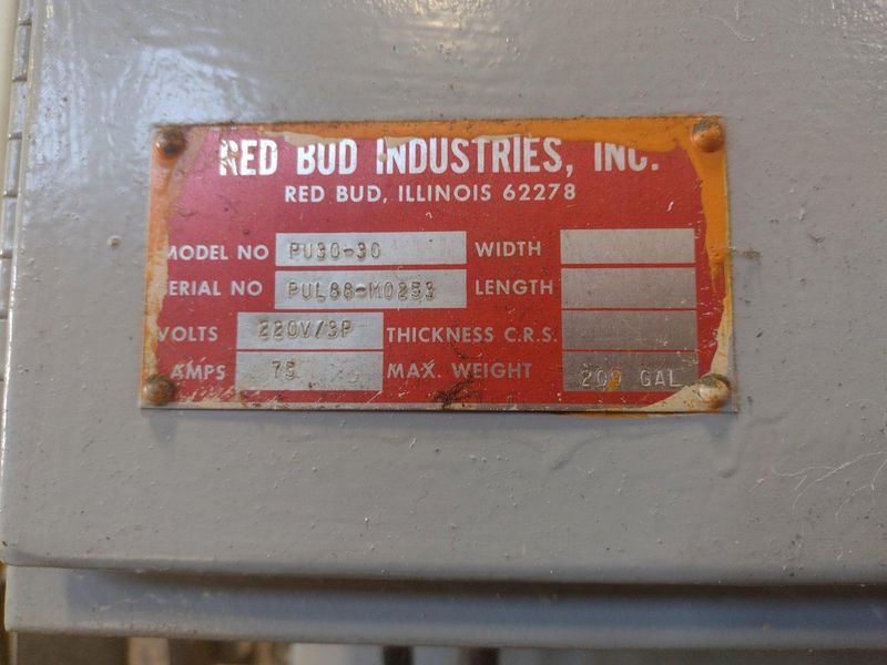 20,000 LB 10 TON X 48" RED BUD (RBI) MOTORIZED COIL REEL / UNCOILER & STRAIGHTENER FEED LINE: ST