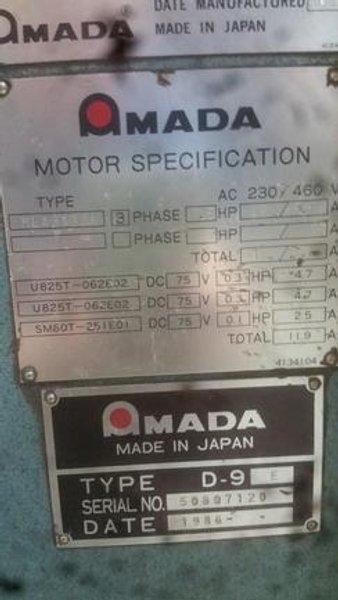 88 Ton Amada RG-80, '86, 98.6"Bend,3.9"Str,14.6"Open Ht,NC9EX Ctrl,Full Set Upper Clamps