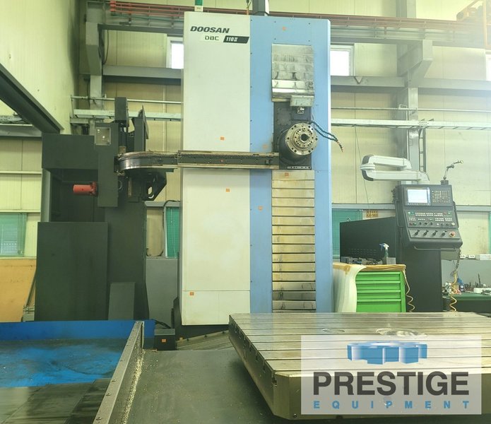 Doosan DBC-110, X-98", Y-78", Z-59", W-21.6", 4.33" Spl. dia., 4,000 RPM, 60-ATC, C.T.S, Fanuc 31i CNC, 2018, #43008